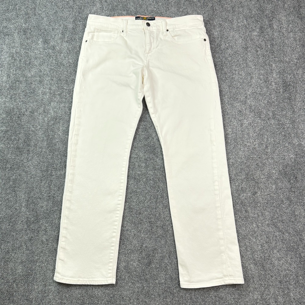 Lucky Brand Sienna Tomboy Crop Jeans Womens 12 Mid Rise Straight Leg White Denim